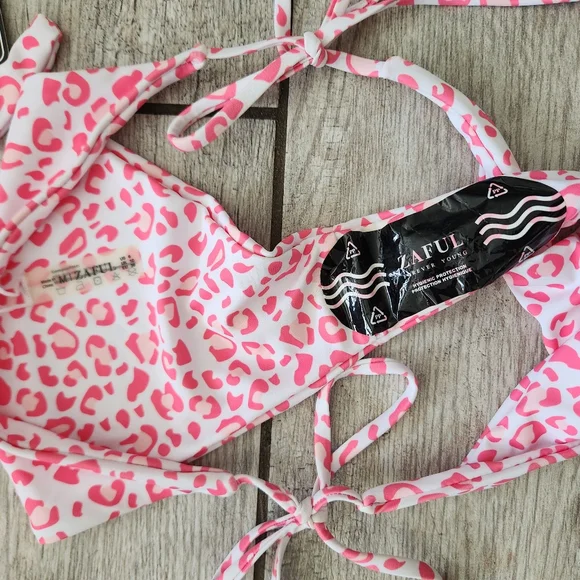 ZAFUL Leopard Side Tie Push Up Bikini Swimwear Set Sz Medium Pink Underwire NEW - Picture 6 of 9